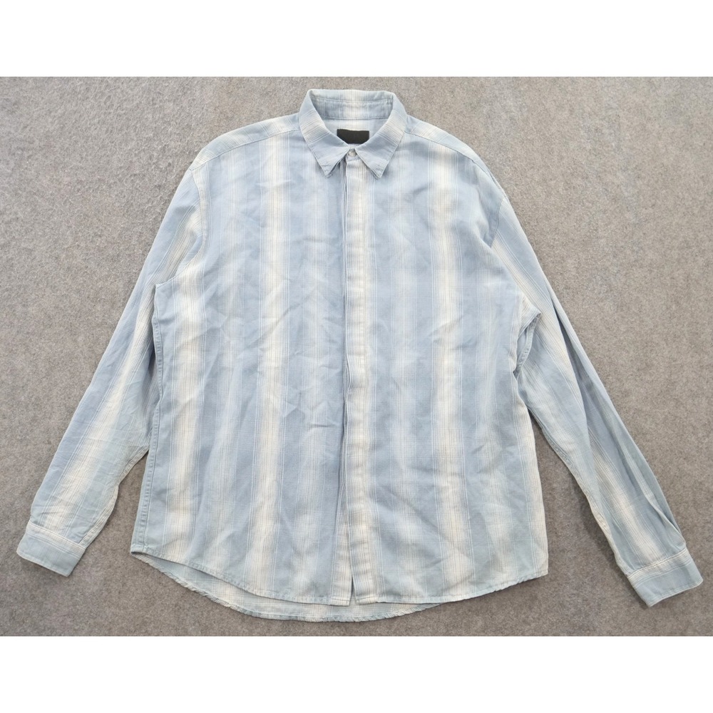 RTA Top Womens Medium Blue Button Up Oversized Italian Linen Plaid Streetwear